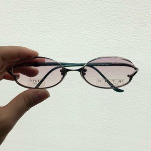 Vintage Kata Pink/Green Half Rimless Sunglasses